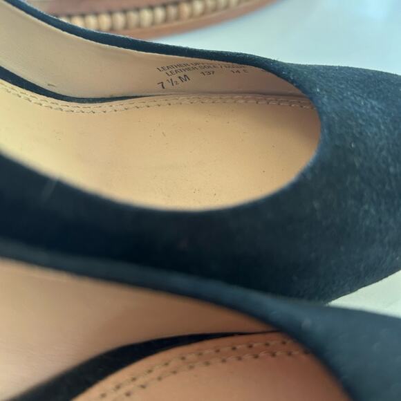 Tory Burch Black Suede Astoria Wedge Heels Size 7.5 - Picture 6 of 9